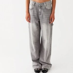 Peppermayo Gray Wash Utility Straight Leg Jeans Size US 4